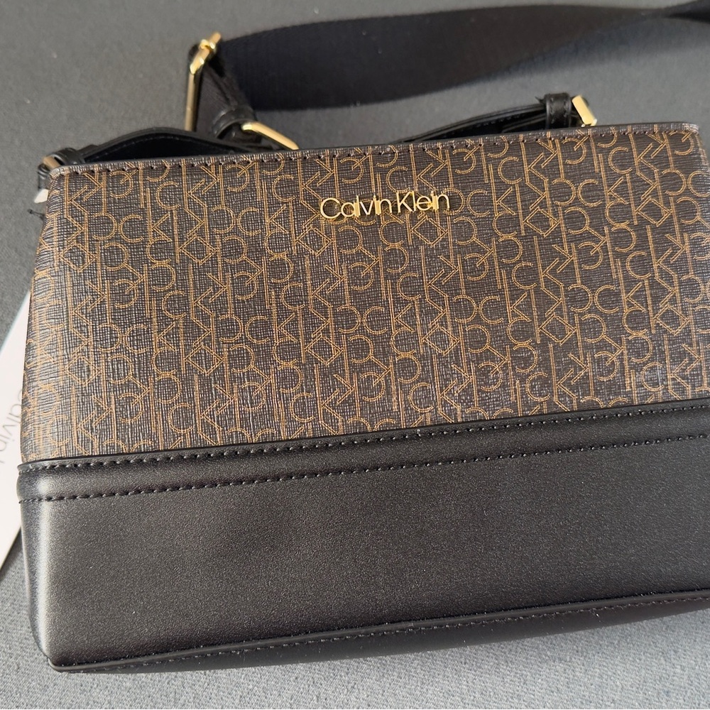 Calvin Klein Signature Brown and Black Crossbody Bag